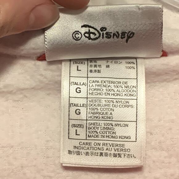 Walt Disney World Marathon Windbreaker L Jacket Red Zip Front Hoody Embroidered - Picture 8 of 9